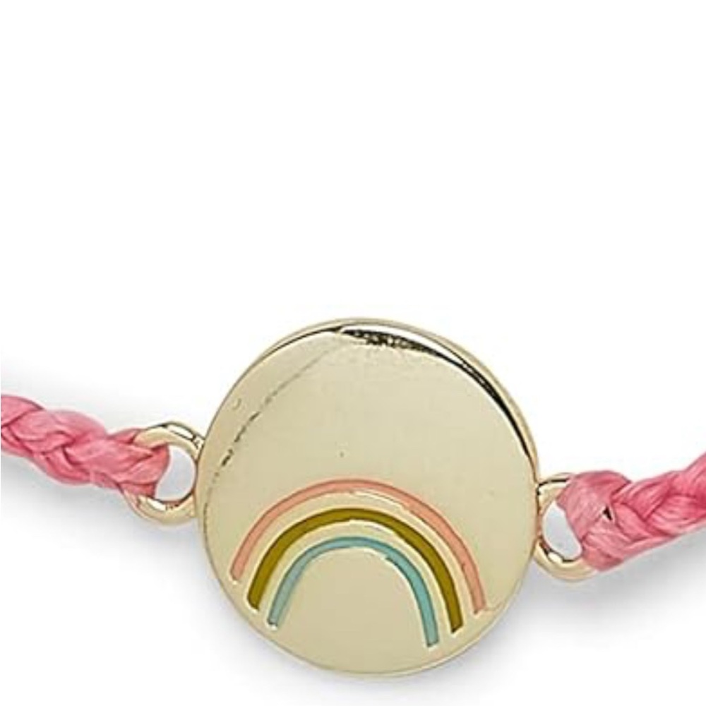 Pura Vida Be A Rainbow Pink Bracelet with Gold Rainbow Charm